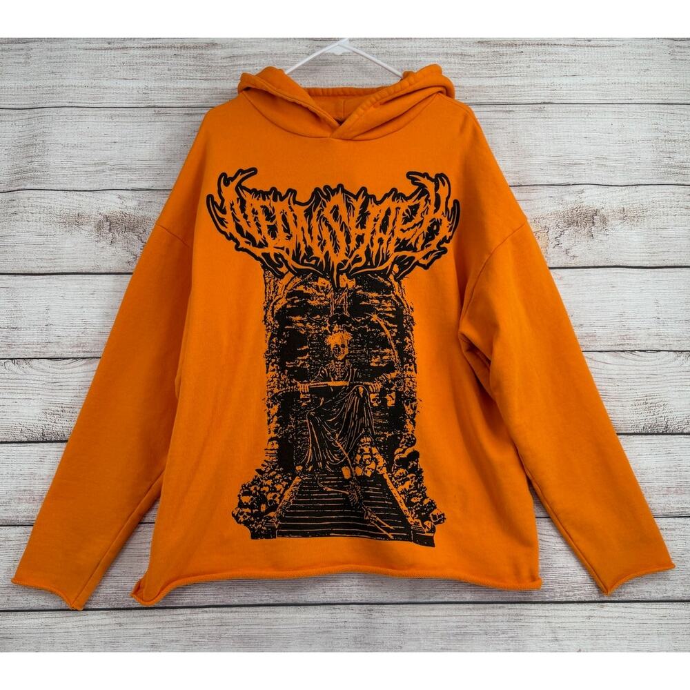 Rose in Good Faith x Trippie Redd Hoodie Sweatshirt Mens Small Orange Oversized